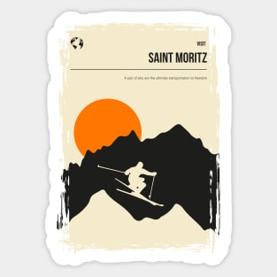 Saint Moritz Vintage Minimal Travel Poster Art Sticker